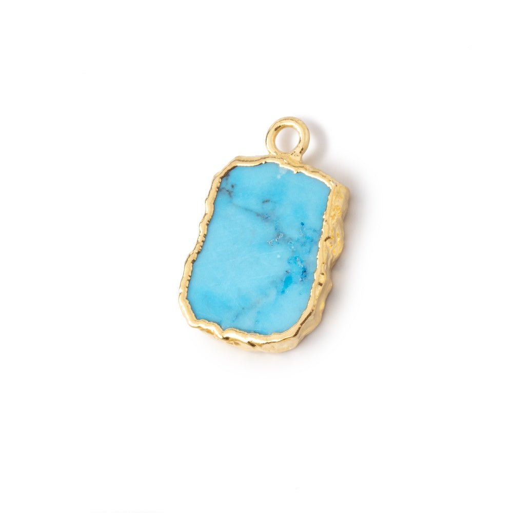 13x10mm Gold Leafed Turquoise Howlite Slice Focal Pendant 1 piece - Beadsofcambay.com