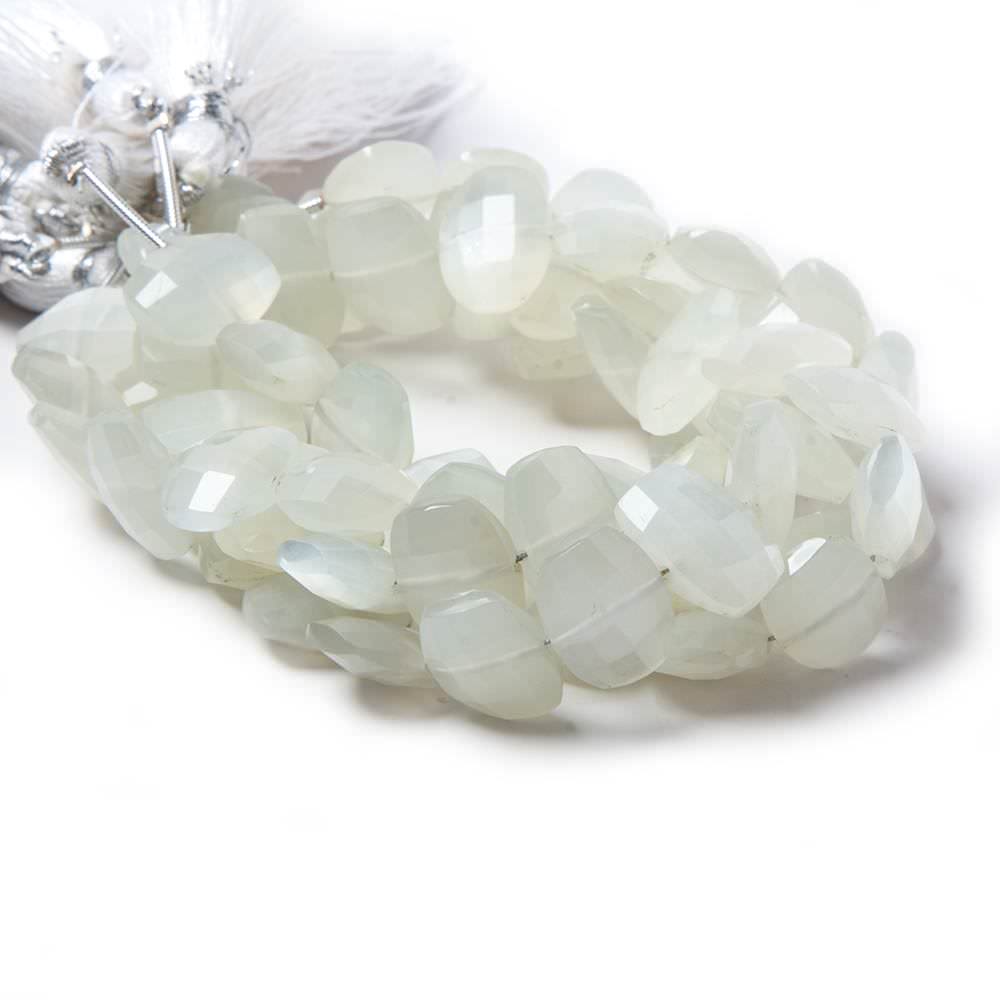 13x10mm Off White Moonstone side drilled Faceted Cushions 7 inch 17 Beads - Beadsofcambay.com