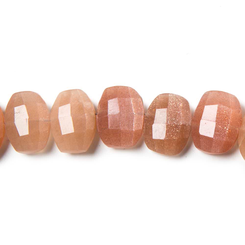 13x10mm Peach Moonstone side drilled Faceted Cushion Beads 7 inch 18 pieces - Beadsofcambay.com