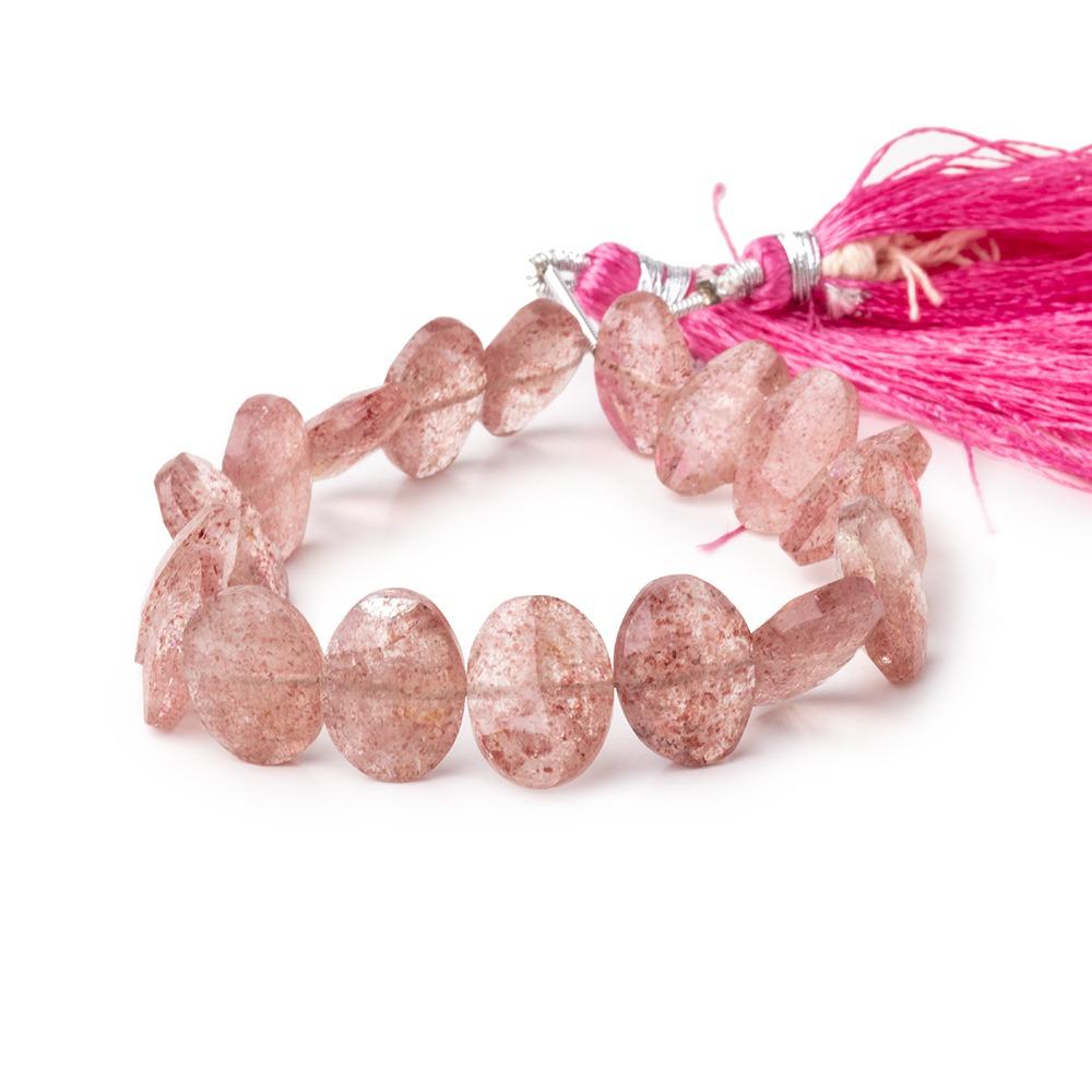 13x10mm Strawberry Quartz side drilled Faceted Cushions 7 inch 17 Beads - Beadsofcambay.com