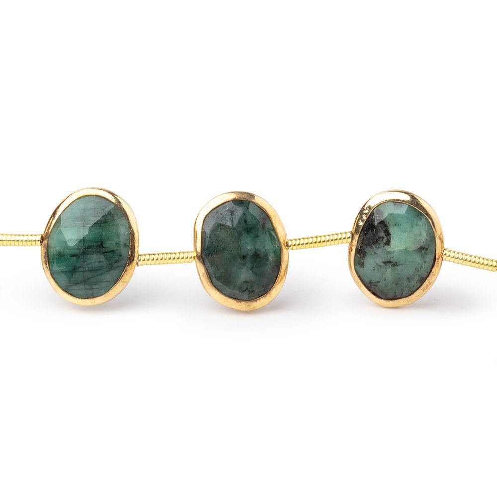 13x10mm Vermeil Bezel Emerald Faceted Nuggets 7 inch 12 Beads - Beadsofcambay.com
