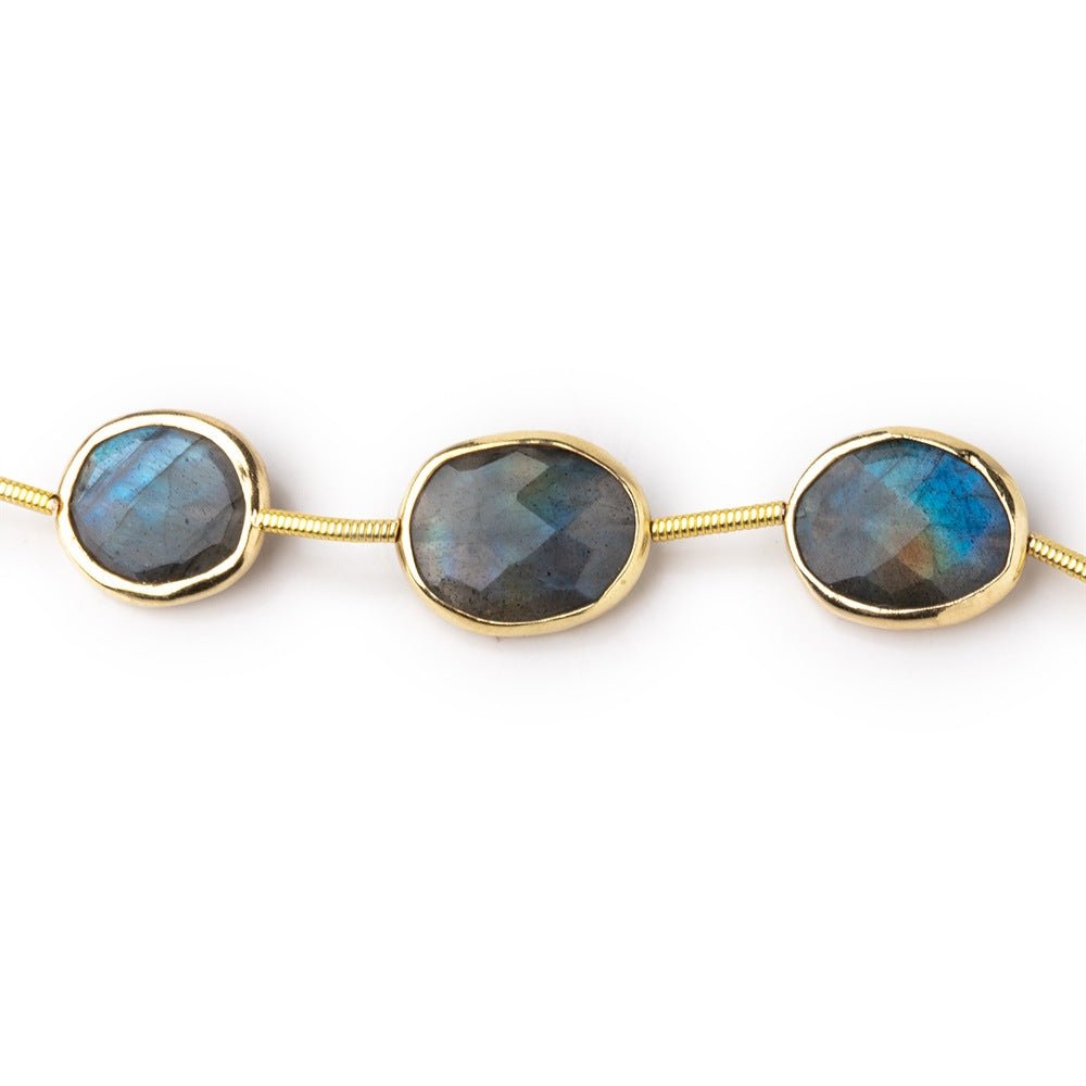 13x10mm Vermeil Bezel Labradorite Faceted Nugget Beads 7 inch 9 pieces - Beadsofcambay.com