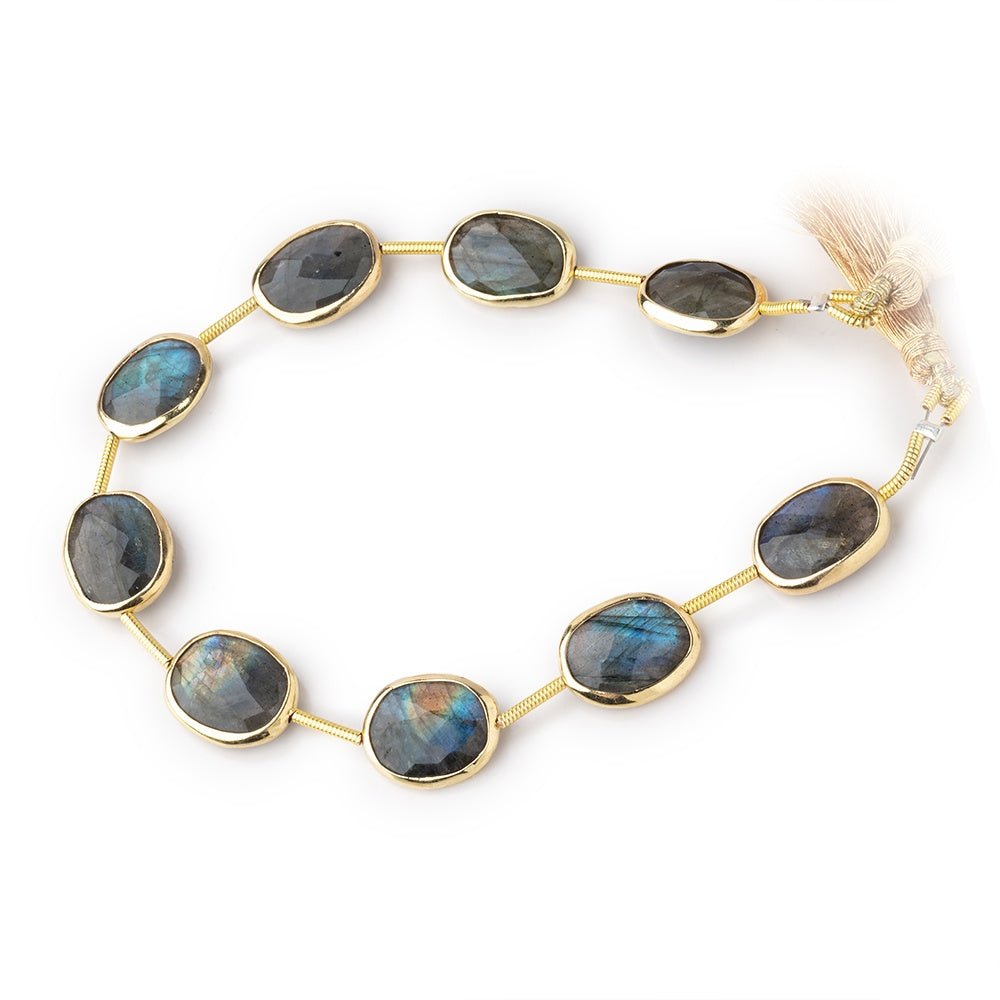 13x10mm Vermeil Bezel Labradorite Faceted Nugget Beads 7 inch 9 pieces - Beadsofcambay.com
