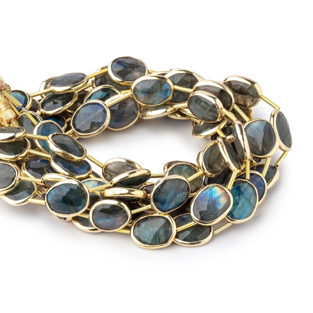 13x10mm Vermeil Bezel Labradorite Faceted Nugget Beads 7.5 inch 10 pieces - Beadsofcambay.com