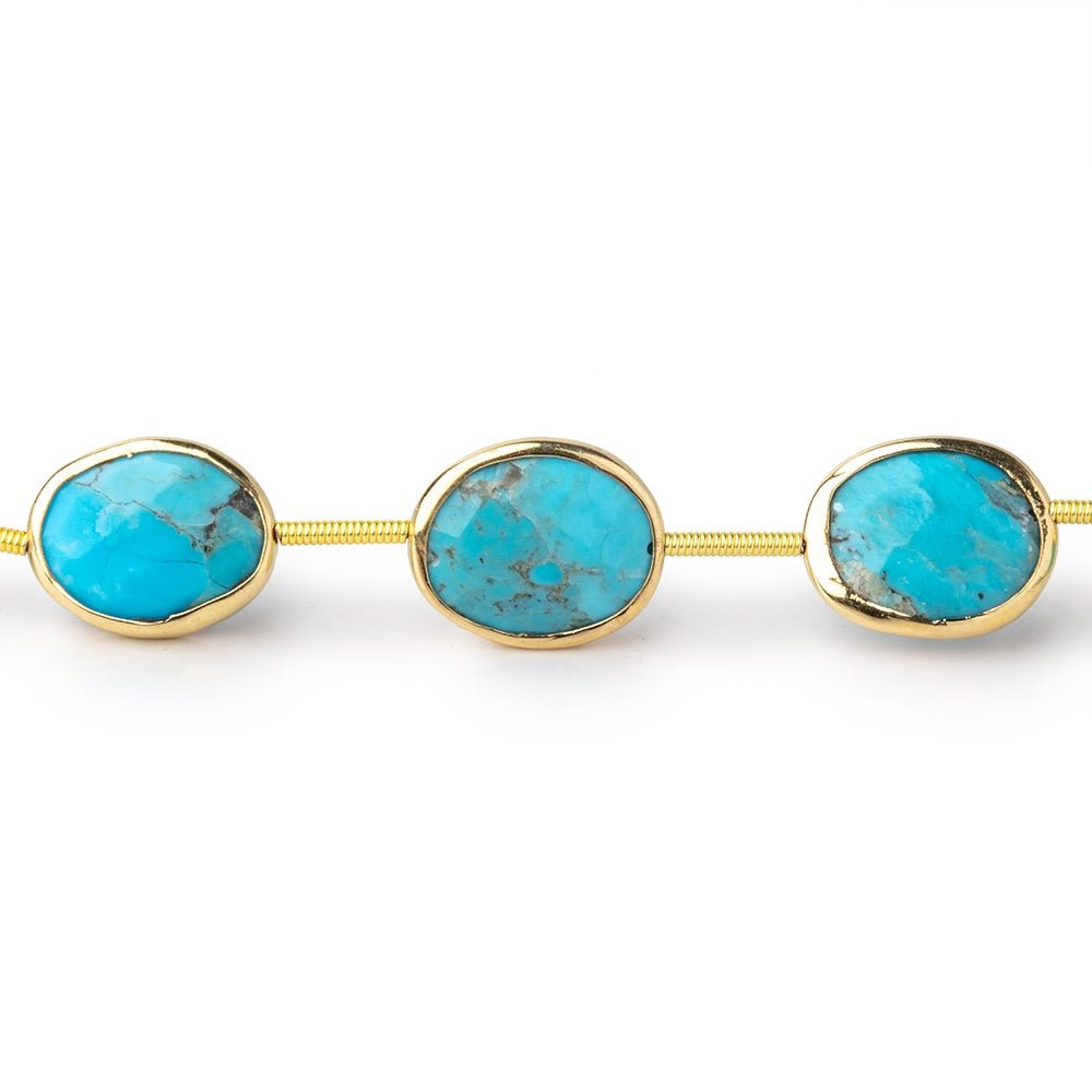 13x10mm Vermeil Bezel Turquoise Howlite Faceted Nugget Beads 8 inch 10 pieces - Beadsofcambay.com