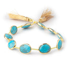 13x10mm Vermeil Bezel Turquoise Howlite Faceted Nugget Beads 8 inch 10 pieces - Beadsofcambay.com