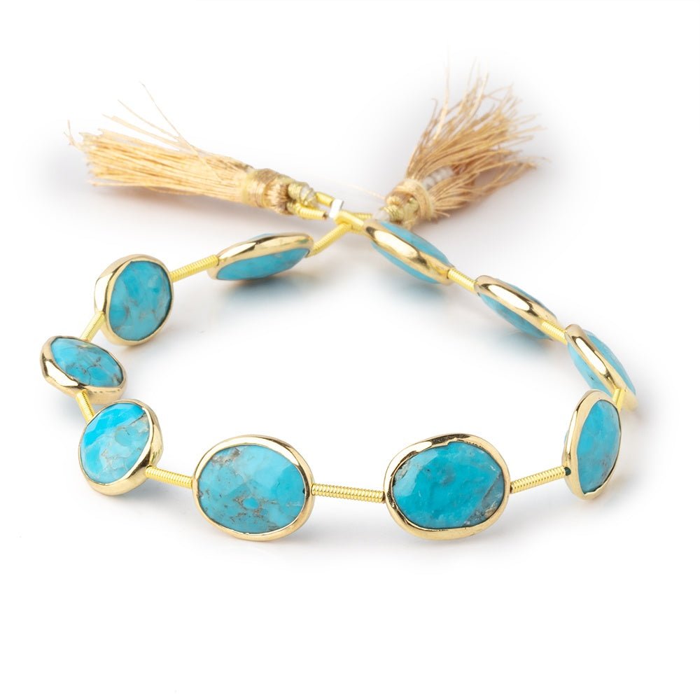 13x10mm Vermeil Bezel Turquoise Howlite Faceted Nugget Beads 8 inch 10 pieces - Beadsofcambay.com