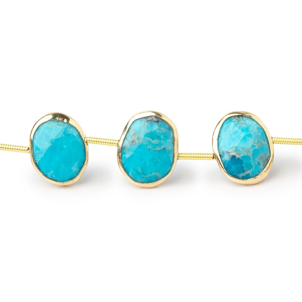13x10mm Vermeil Bezel Turquoise Side Drill Nuggets 7 inch 11 Beads - Beadsofcambay.com