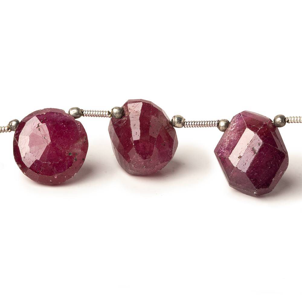 13x11-15x11mm Ruby top drilled faceted nugget Beads 8.5 inch 13 pieces - Beadsofcambay.com