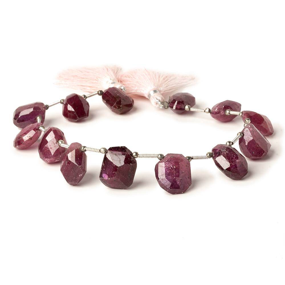 13x11-15x11mm Ruby top drilled faceted nugget Beads 8.5 inch 13 pieces - Beadsofcambay.com