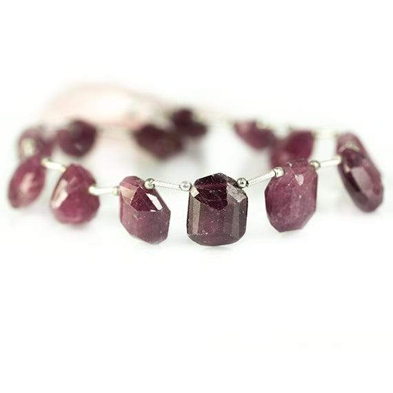 13x11-15x11mm Ruby top drilled faceted nugget Beads 8.5 inch 13 pieces - Beadsofcambay.com