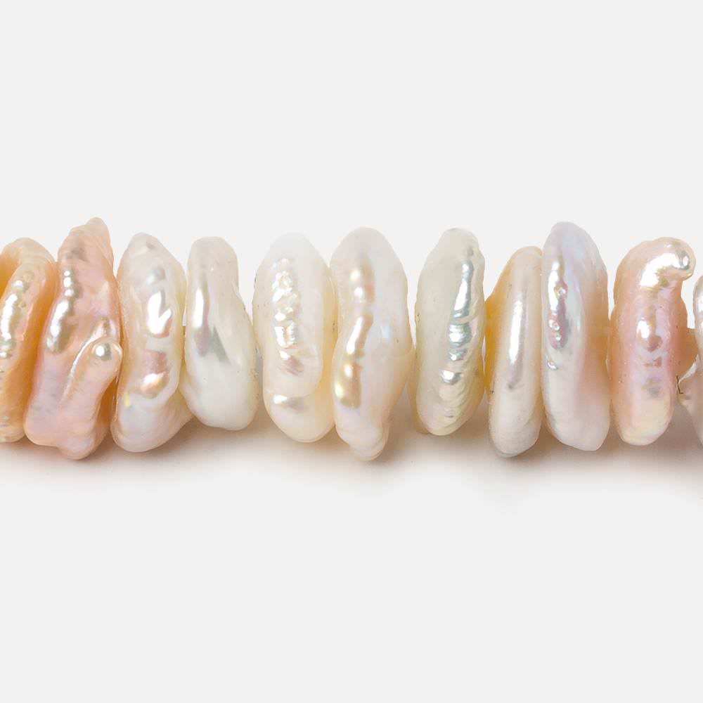 13x11-15x13mm Tri-Color Center Drilled Keshi Freshwater Pearls 16 inch 86 beads - Beadsofcambay.com
