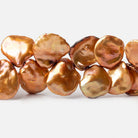 13x11-15x14mm Spice Orange Keshi Freshwater Pearls 16 inch 65 pieces - Beadsofcambay.com