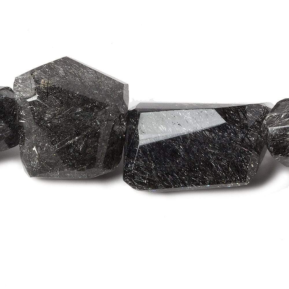 13x11mm - 23x19mm Black Tourmalinated Quartz faceted nugget Beads 15 inch 24 pcs A - Beadsofcambay.com
