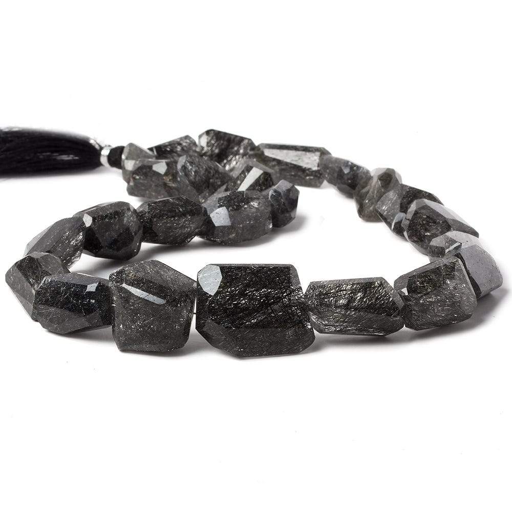 13x11mm - 23x19mm Black Tourmalinated Quartz faceted nugget Beads 15 inch 24 pcs A - Beadsofcambay.com