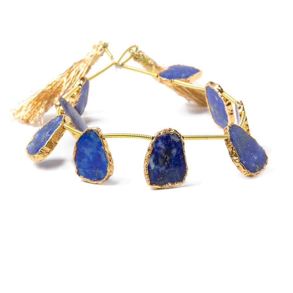 13x11mm to 15x12mm Gold Leafed Lapis Top Drilled Slices 8 inch 10 pieces - Beadsofcambay.com