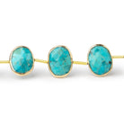 13x11mm Vermeil Bezel Turquoise Side Drill Nuggets 7 inch 11 Beads - Beadsofcambay.com