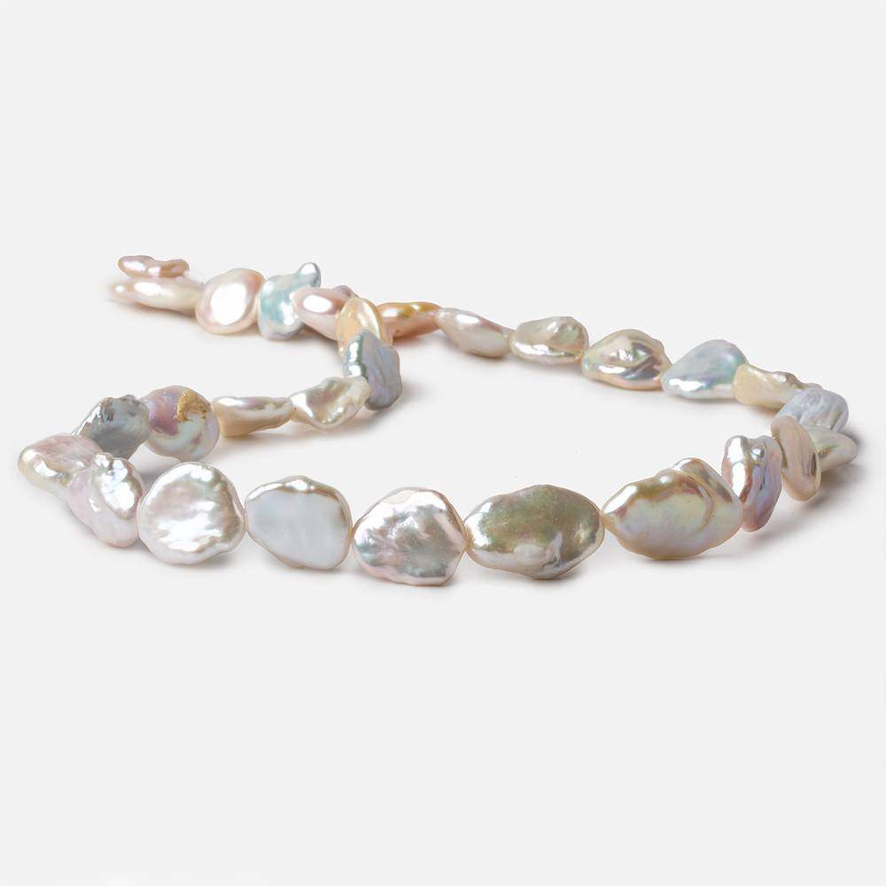 13x12-16x13mm Tri Color straight drilled Keshi Freshwater Pearls 16 inch 23 pieces AA - Beadsofcambay.com