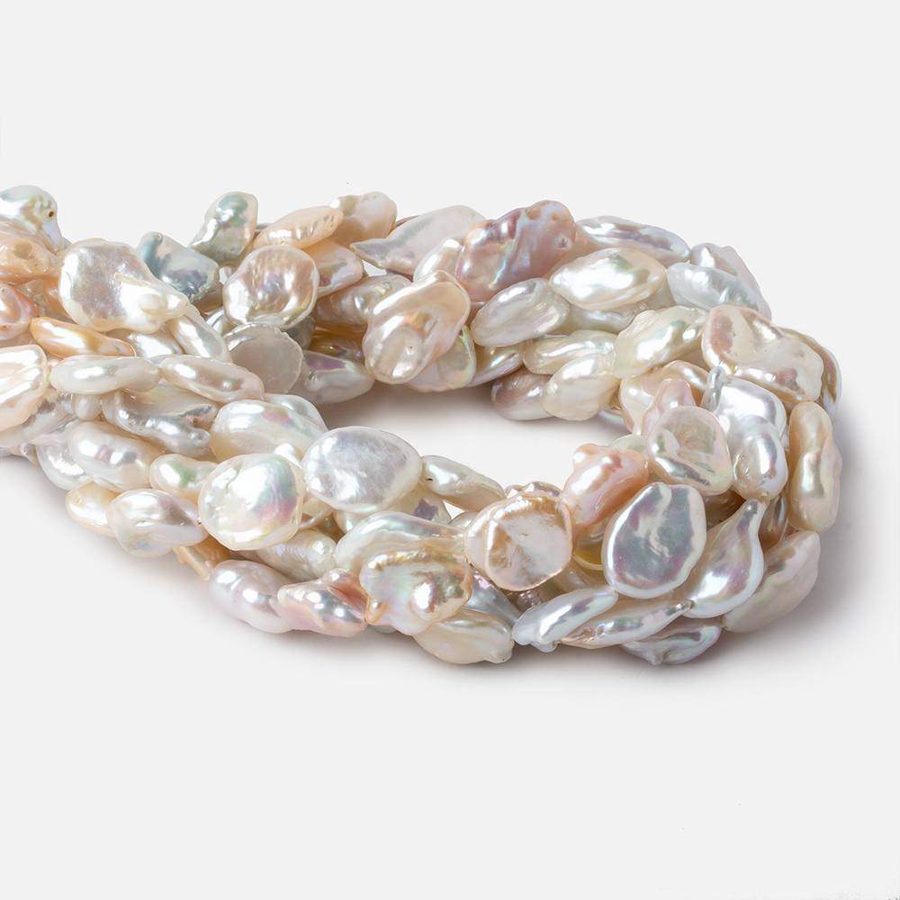 13x12-16x13mm Tri Color straight drilled Keshi Freshwater Pearls 16 inch 23 pieces AA - Beadsofcambay.com