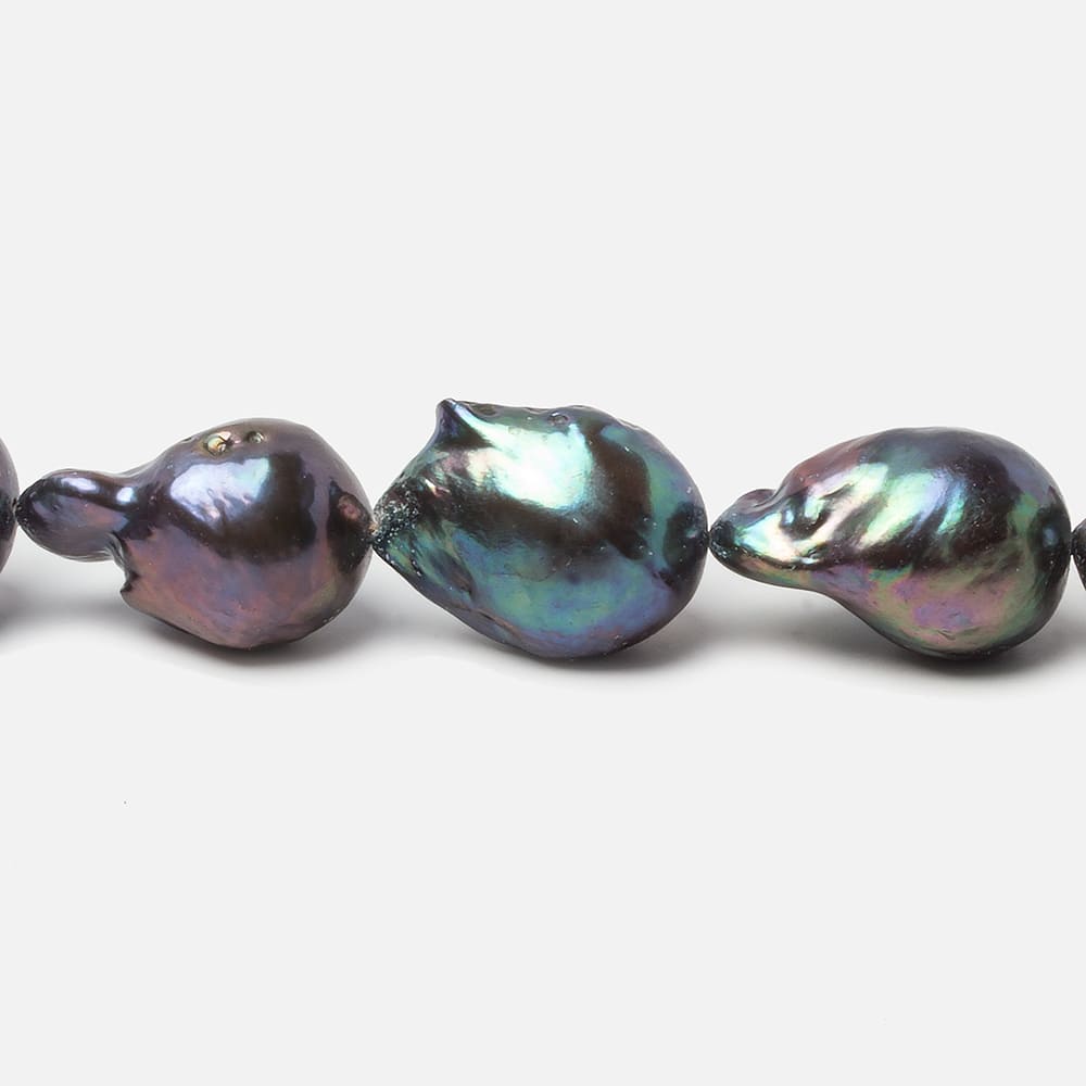 13x12-19x14mm Peacock Ultra Baroque Freshwater Pearls 15.5 inch 27 pcs - Beadsofcambay.com