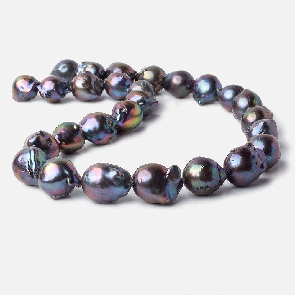 13x12-19x14mm Peacock Ultra Baroque Freshwater Pearls 15.5 inch 27 pcs - Beadsofcambay.com