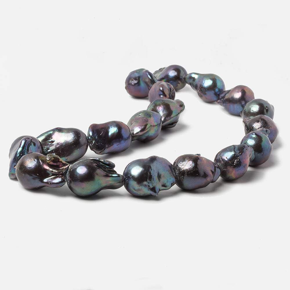13x12-19x14mm Peacock Ultra Baroque Freshwater Pearls 15.5 inch 27 pcs - Beadsofcambay.com