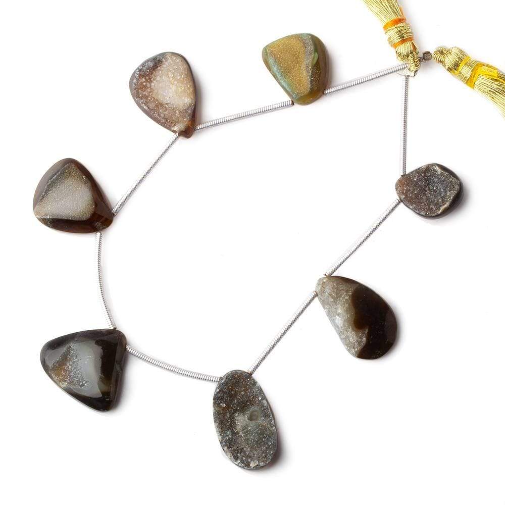 13x12-20x11mm Chestnut Brown Agate Drusy Freeform Beads 7 pieces - Beadsofcambay.com