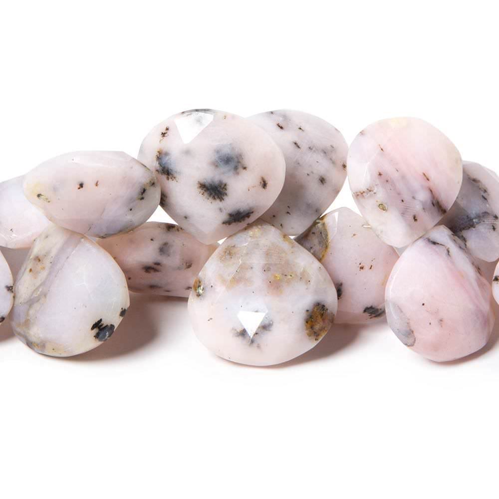 13x12-20x20mm Dendritic Pink Peruvian Opal faceted hearts 9.25 inch 32 beads - Beadsofcambay.com