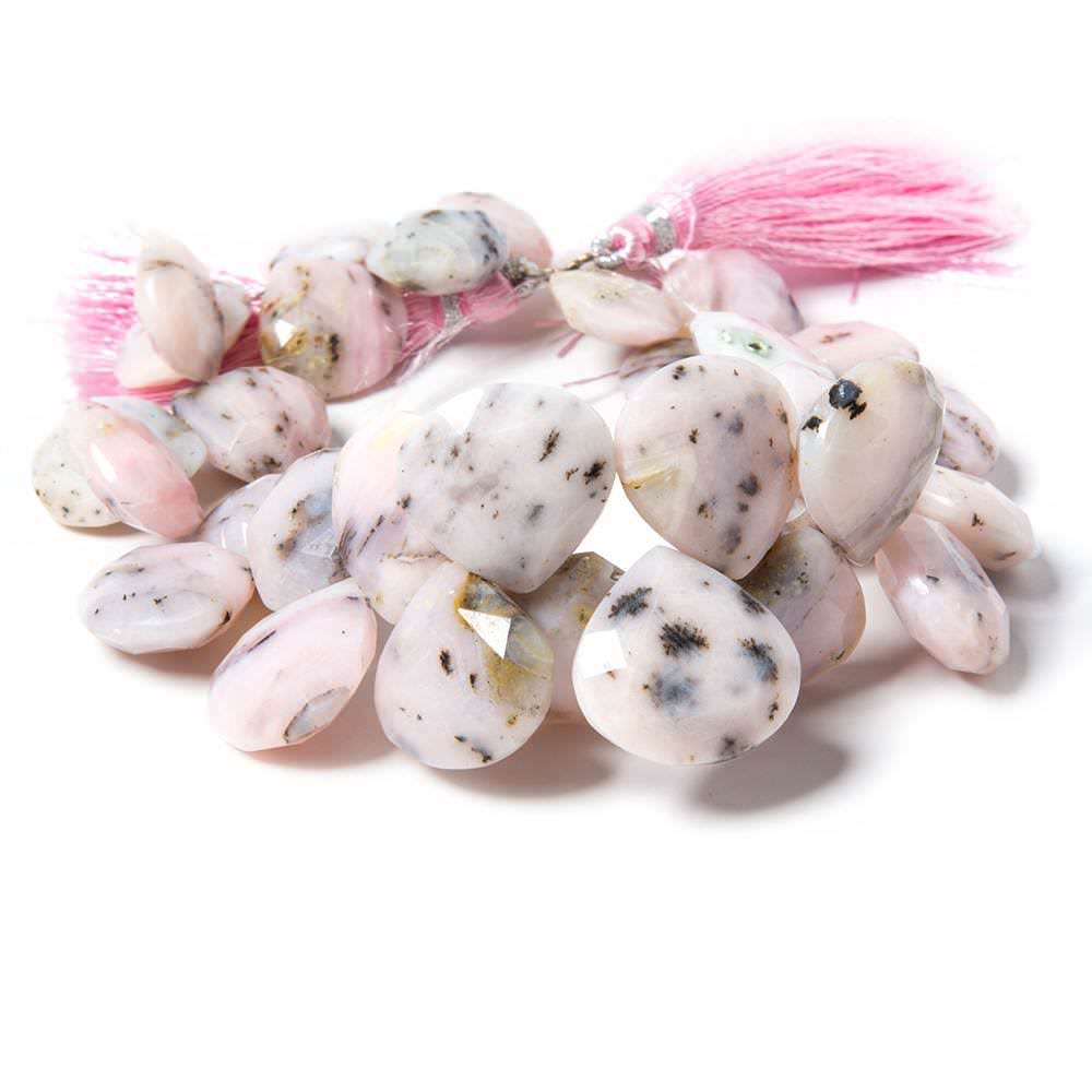 13x12-20x20mm Dendritic Pink Peruvian Opal faceted hearts 9.25 inch 32 beads - Beadsofcambay.com
