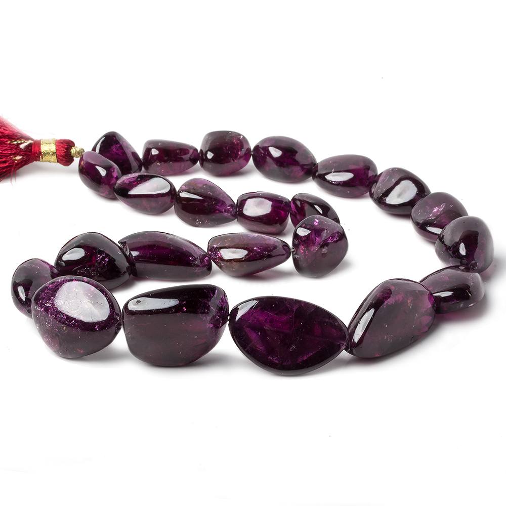 13x12-28x14mm Rhodolite Garnet Plain Nuggets 16 inch 23 pieces - Beadsofcambay.com