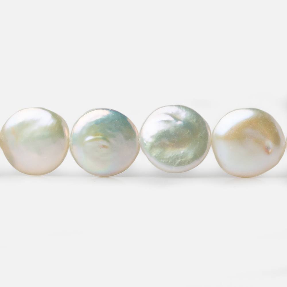 13x12.5mm Creamy White Coin Freshwater Pearls 16 inch 32 pieces AA - Beadsofcambay.com
