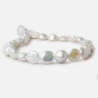 13x13-14x14.5mm White Coin Freshwater Pearls 16 inch pieces - Beadsofcambay.com