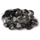 13x13-15x15mm Black Tourmalinated Quartz Heart Briolette 5 inch 23 beads AAA - Beadsofcambay.com