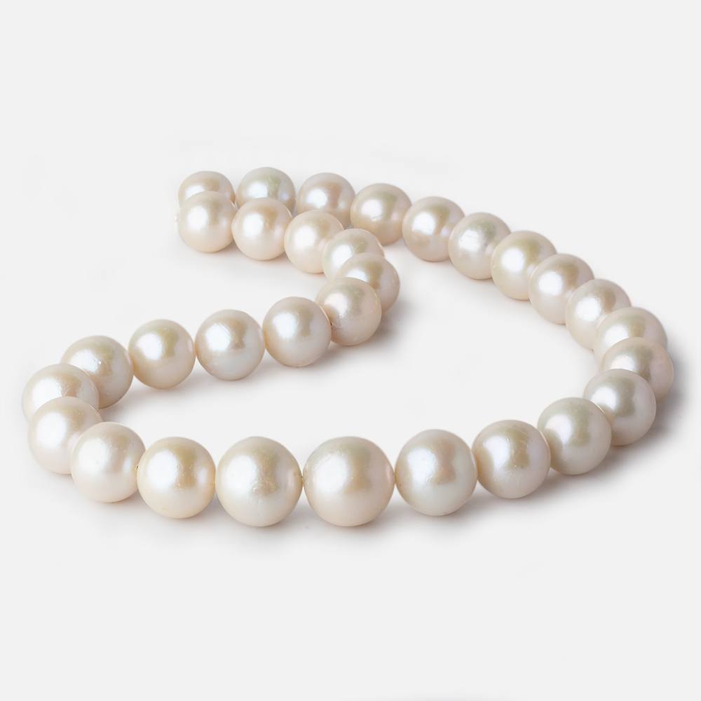 13x13-16x16mm Off White Near Round Freshwater Pearl 17 inch 31 pieces AA - Beadsofcambay.com