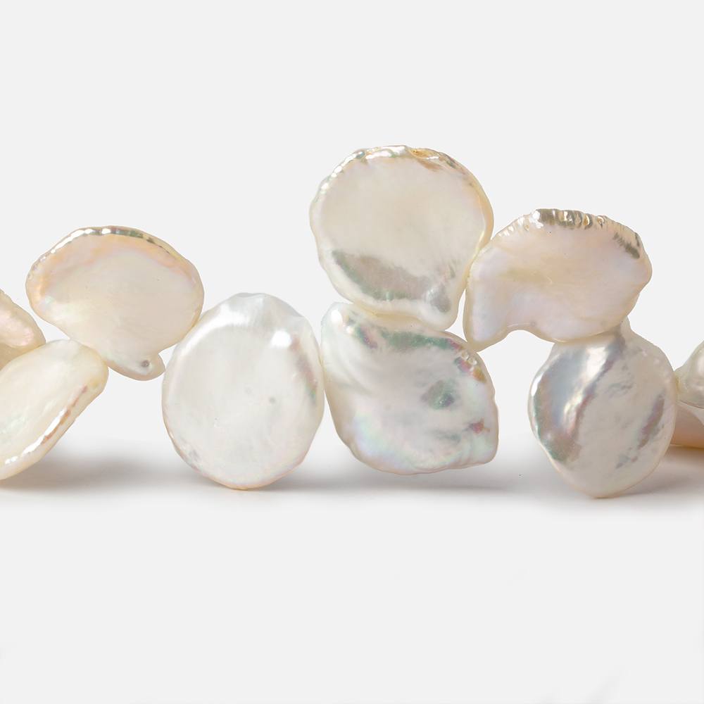 13x13-19x14mm White top drilled Keshi Freshwater Pearls AA 16 inch 40 pcs - Beadsofcambay.com