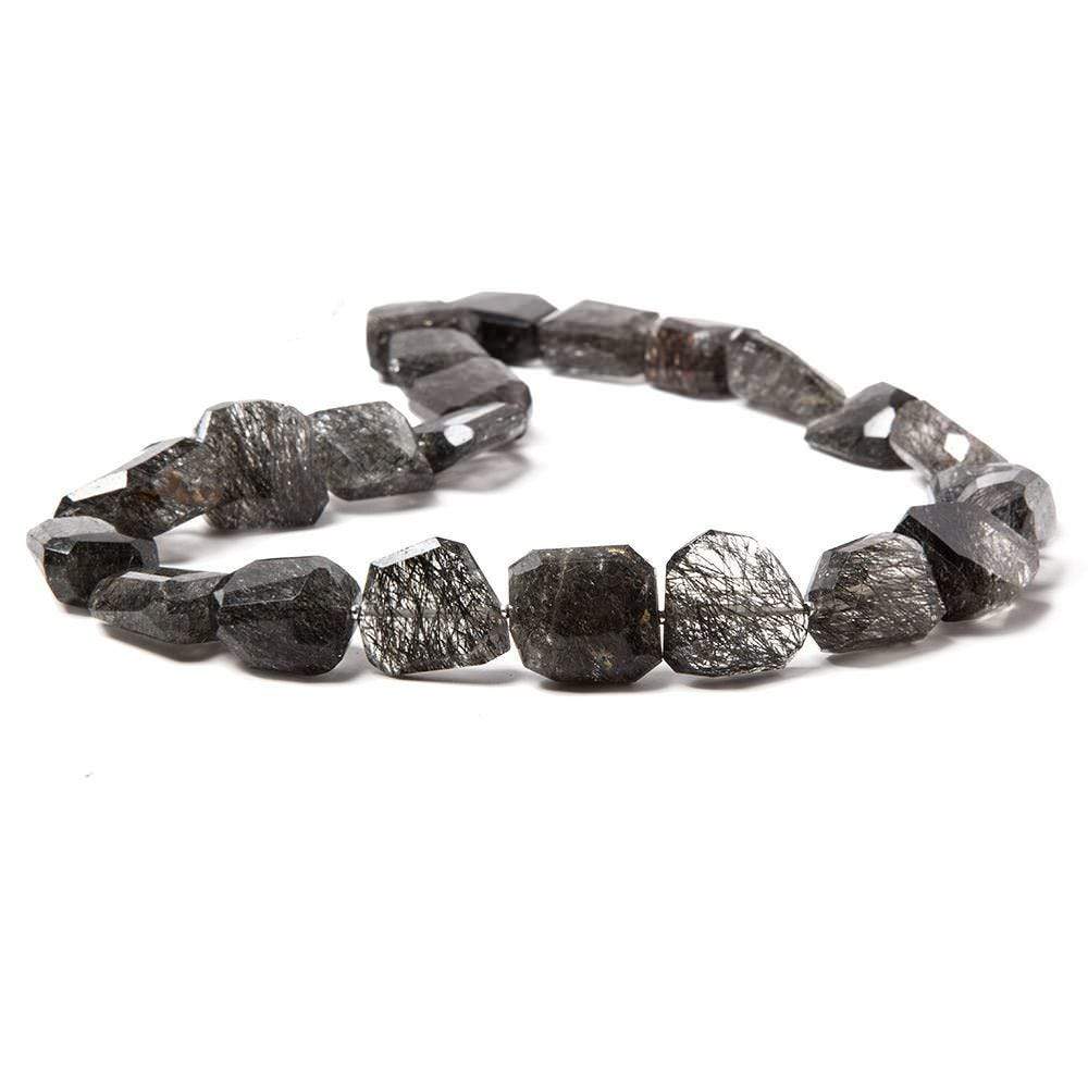 13x13-21x12mm Tourmalinated Quartz faceted nugget beads 14 inch 21 pieces - Beadsofcambay.com