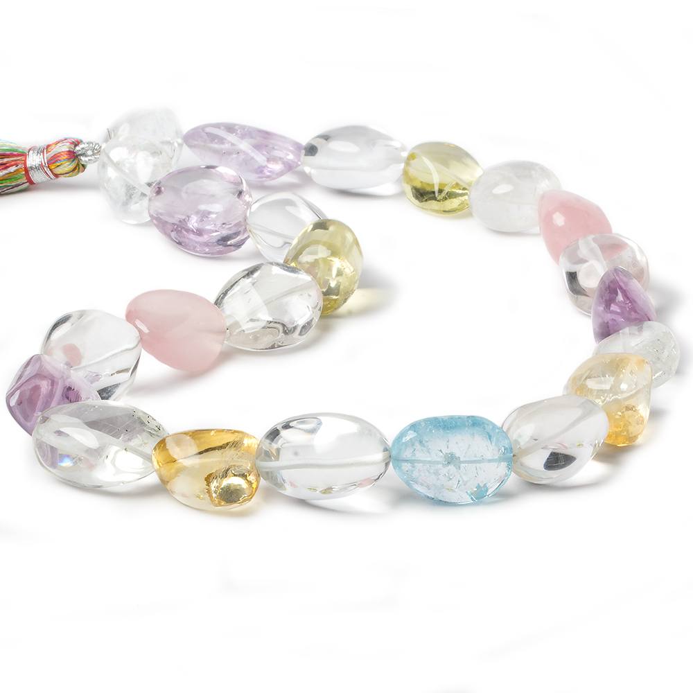 13x13-21x13mm Multi-Gemstone plain nugget beads 16 inch 23 pieces A - Beadsofcambay.com