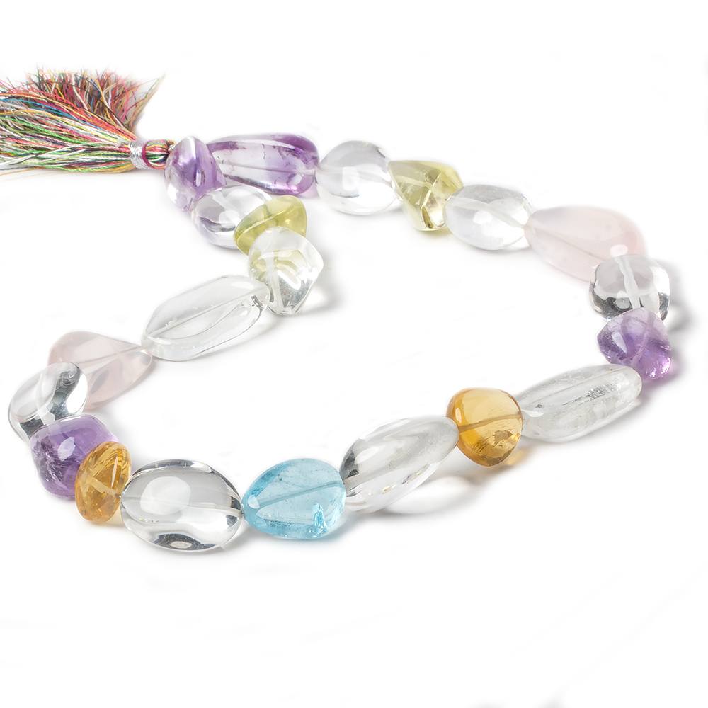 13x13-29x13mm Multi-Gemstone plain nugget beads 16 inch 21 pieces A - Beadsofcambay.com