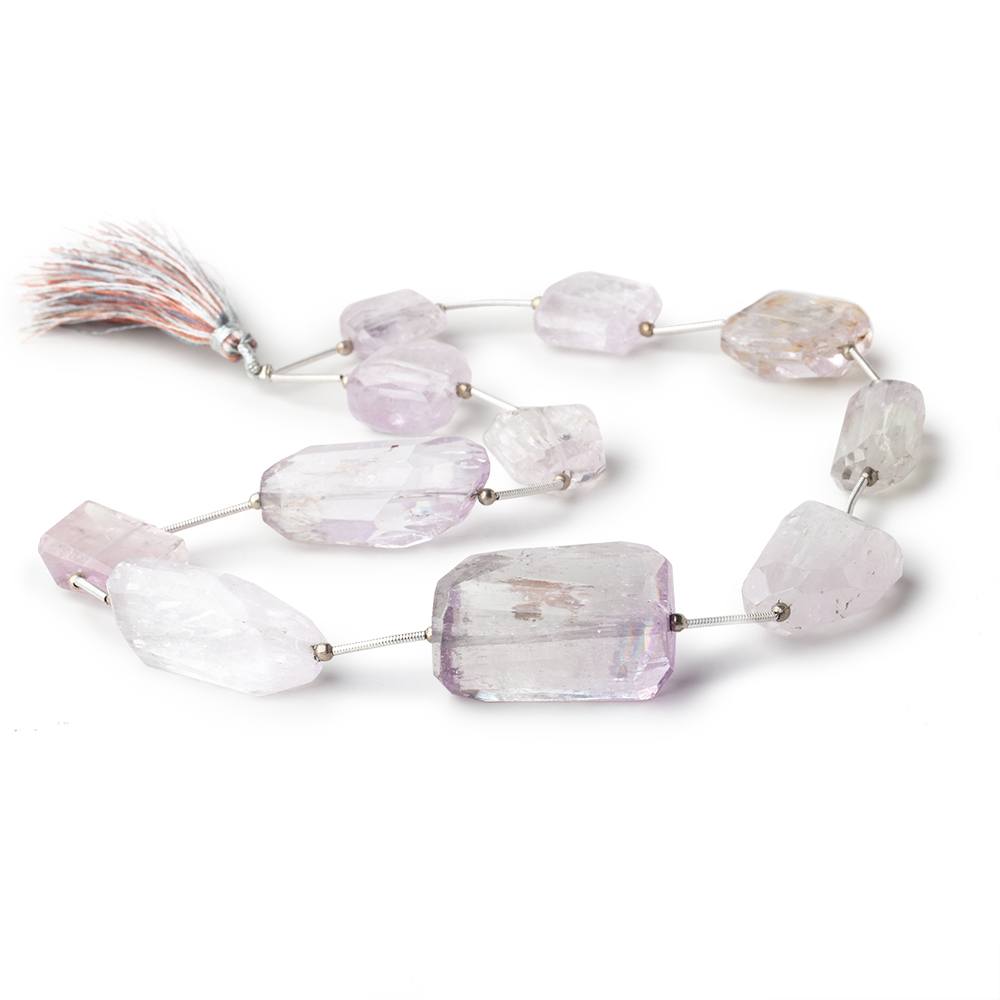 13x13-29x19mm Kunzite & Hiddenite faceted nugget beads 16 inch 11 pieces - Beadsofcambay.com