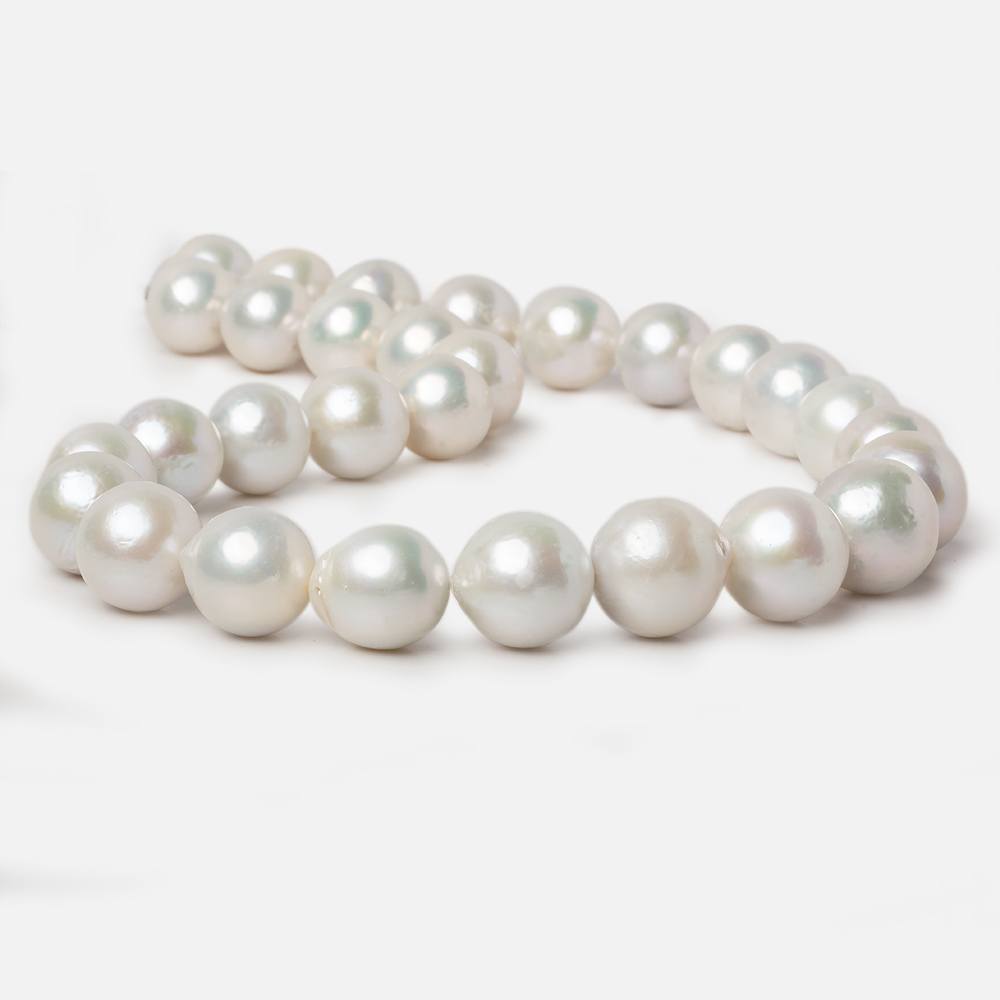 13x13.5-15x15mm Off White Off Round Freshwater Pearls 16.5 inch 29 pieces A - Beadsofcambay.com