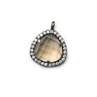 13mm Black Gold CZ Bezel Smoky Hydro Quartz Faceted Heart Pendant 1 piece - Beadsofcambay.com