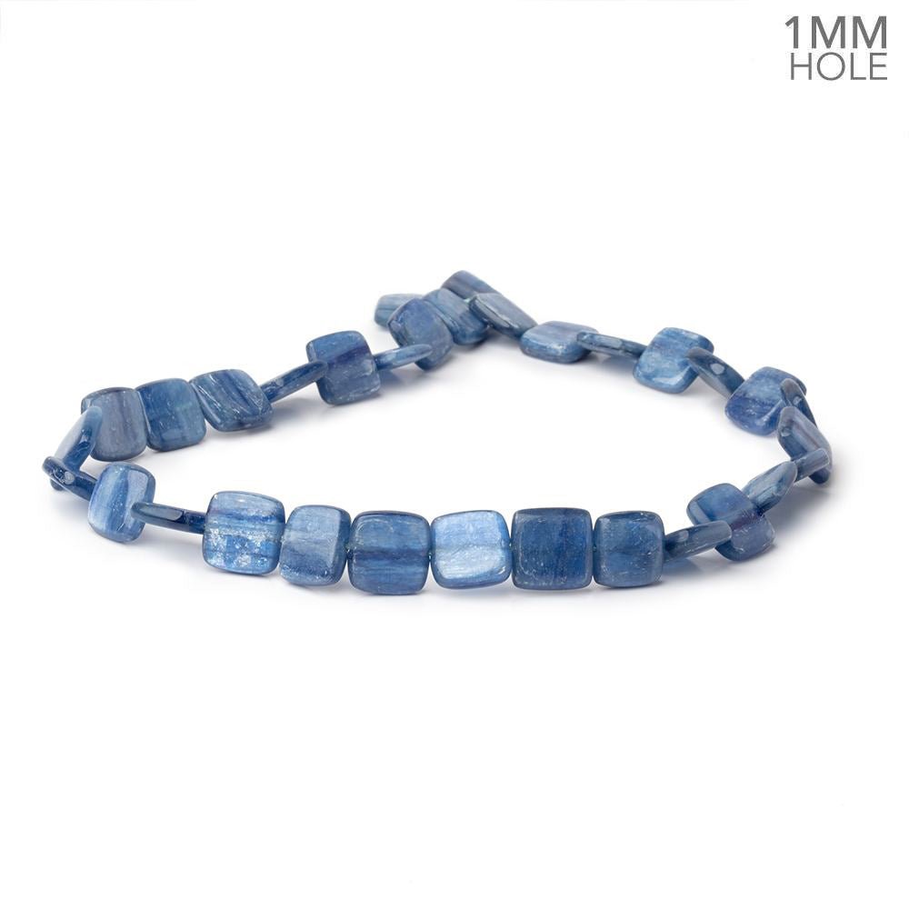 13x13mm Ceylon Blue Kyanite Plain Pillow Beads 16 inch 32 pieces 1mm Hole - Beadsofcambay.com