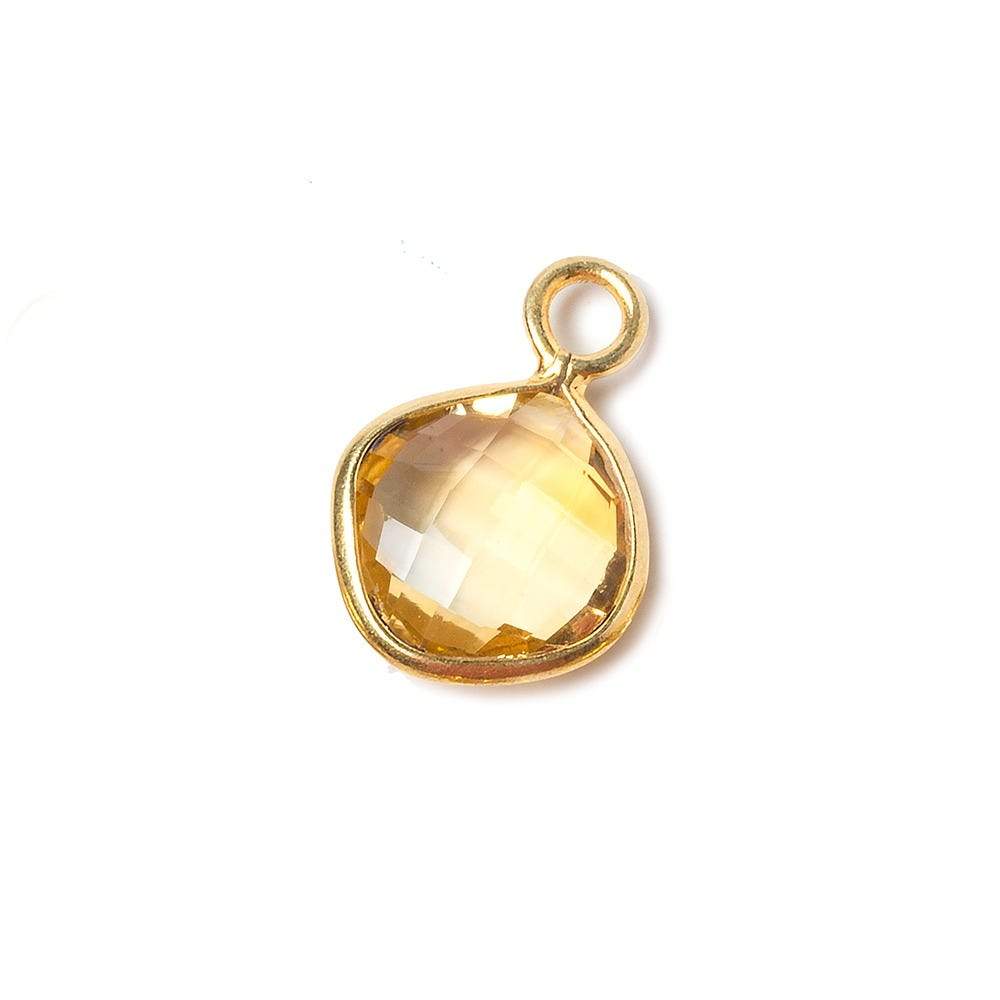 13x13mm Citrine Faceted Pillow Vermeil Pendant - Beadsofcambay.com