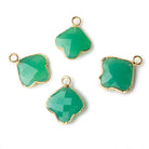 13x13mm Gold Leafed Dark Green Onyx Faceted Trillium Flower Focal Bead Pendant sold as 1 piece - Beadsofcambay.com