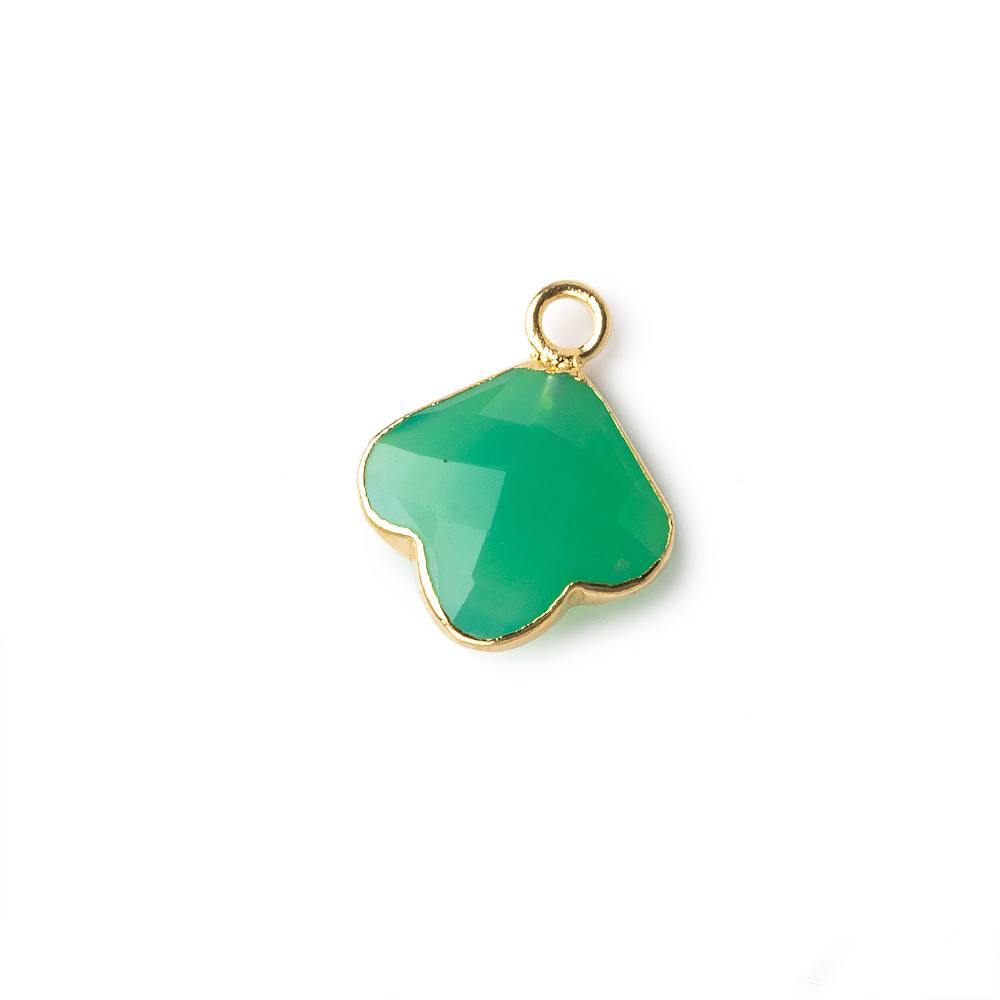 13x13mm Gold Leafed Dark Green Onyx Faceted Trillium Flower Focal Bead Pendant sold as 1 piece - Beadsofcambay.com