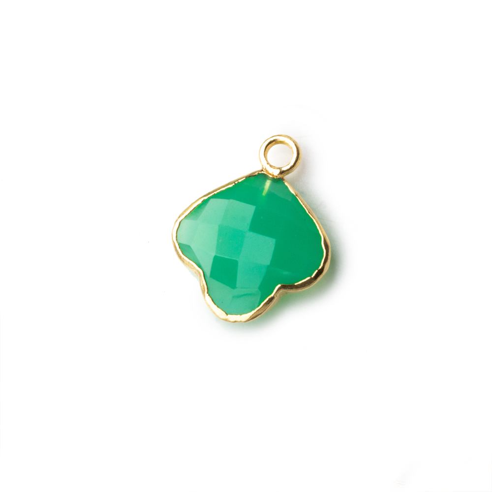 13x13mm Gold Leafed Green Onyx Faceted Trillium Flower Focal Bead Pendant sold as 1 piece - Beadsofcambay.com