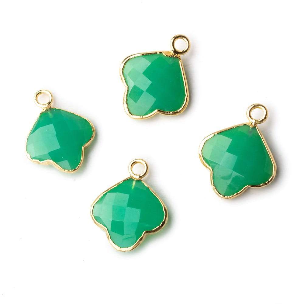 13x13mm Gold Leafed Green Onyx Faceted Trillium Flower Focal Bead Pendant sold as 1 piece - Beadsofcambay.com