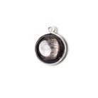 13x13mm Silver Bezeled Hypersthene plain coin Pendant 1 piece - Beadsofcambay.com