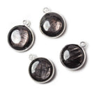 13x13mm Silver Bezeled Hypersthene plain coin Pendant 1 piece - Beadsofcambay.com