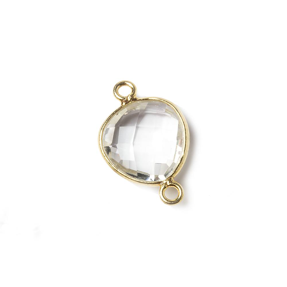 13x13mm Vermeil Bezel Crystal Quartz faceted triangle Connector 1 piece - Beadsofcambay.com